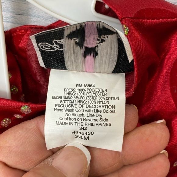 Rare Editions Baby Girl’s Red Glitter Circle Party Formal Holiday Dress -Sz 24M - Picture 8 of 9